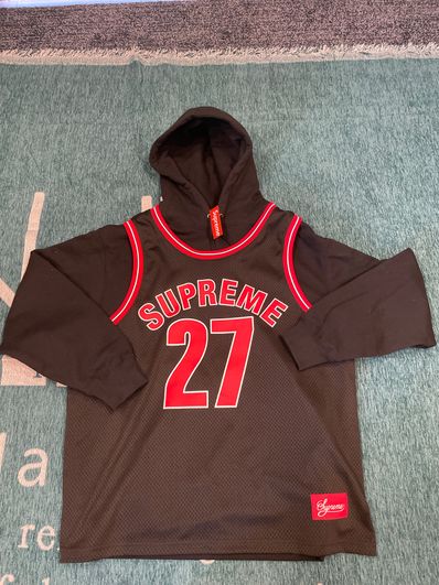 Supreme Basketball Jersey Hooded Sweatshirt "Black"
