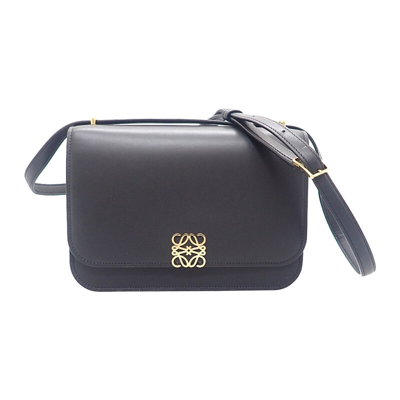 ロエベ LOEWE ゴヤ バッグ ミディアム A896N01X03 ショルダーバッグ カーフ ブラック ゴールド金具 レディース【中古】【ABランク】