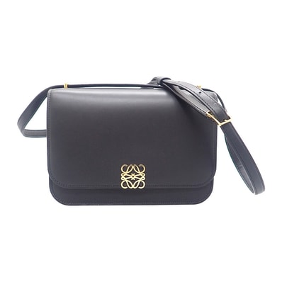 ロエベ LOEWE ゴヤ バッグ ミディアム A896N01X03 ショルダーバッグ カーフ ブラック ゴールド金具 レディース【中古】【ABランク】