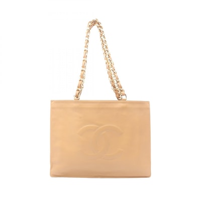 シャネル CHANEL デカココマーク トートバッグ バッグ ラムスキン(羊革) レディース ベージュ系 【中古】