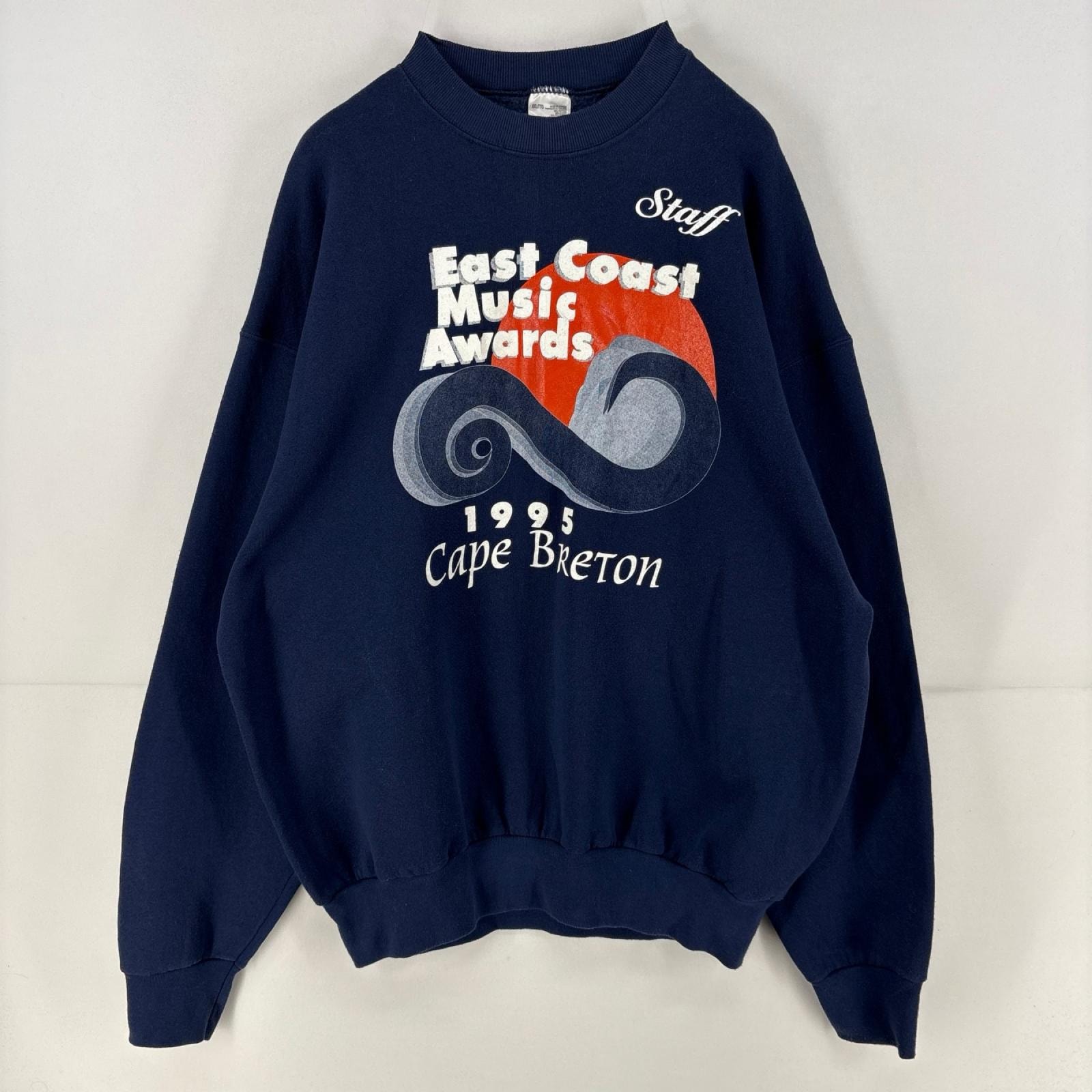 古着 90's/90年代 フルーツオブザルーム FRUIT OF THE LOOM スウェット プリント トレーナー 大きいサイズ 2XL  ネイビー メンズ
