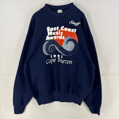 古着 90's/90年代 フルーツオブザルーム FRUIT OF THE LOOM スウェット プリント トレーナー 大きいサイズ 2XL ネイビー メンズ