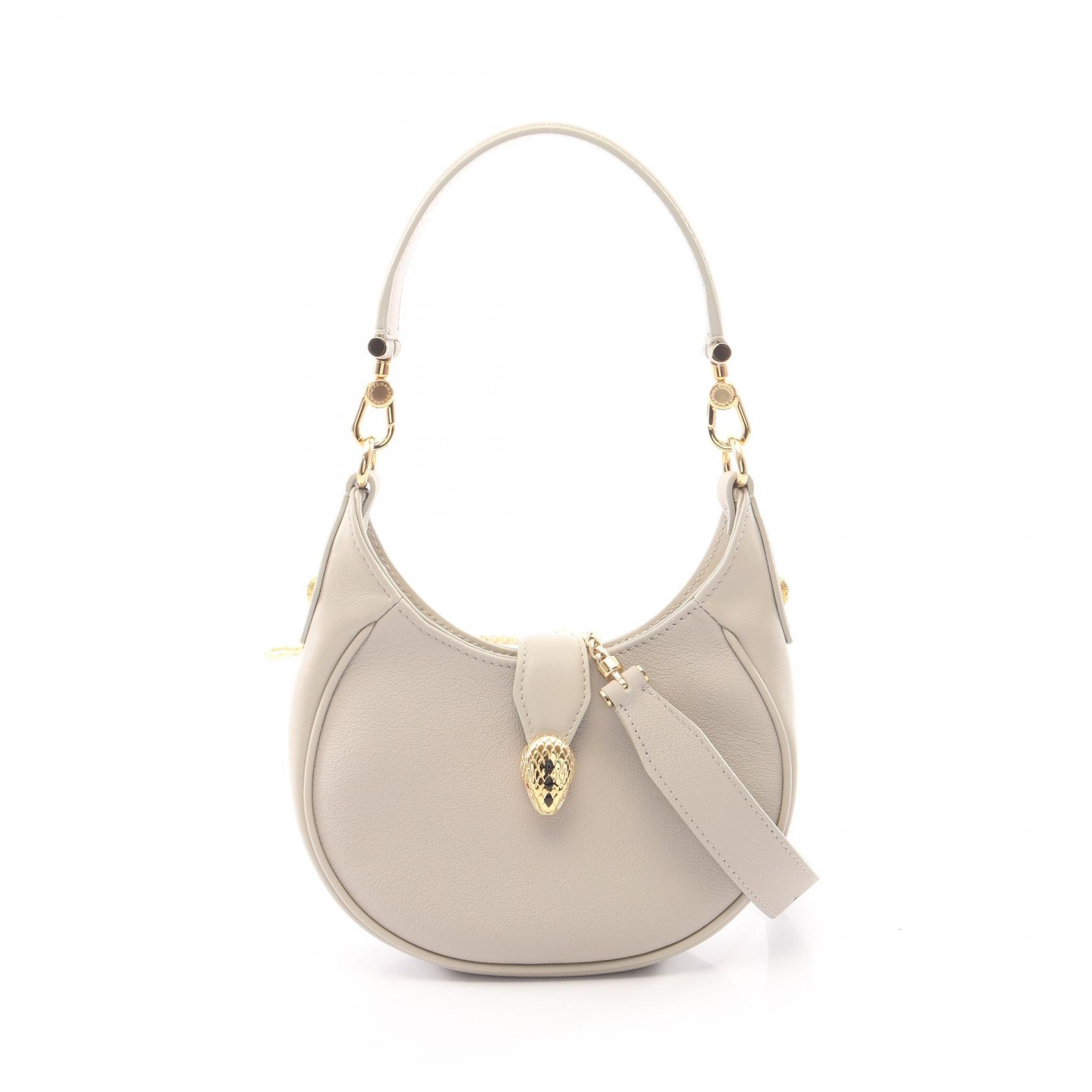 ブルガリ BVLGARI セルペンティ エリプス スモール 2WAY ハンドバッグ バッグ レザー レディース グレー系 【中古】