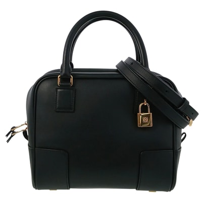 LOEWE ロエベ アマソナ 19 スクエア バッグ ハンドバッグ A039N10 レザー ブラック ゴールド金具 レディース【中古】