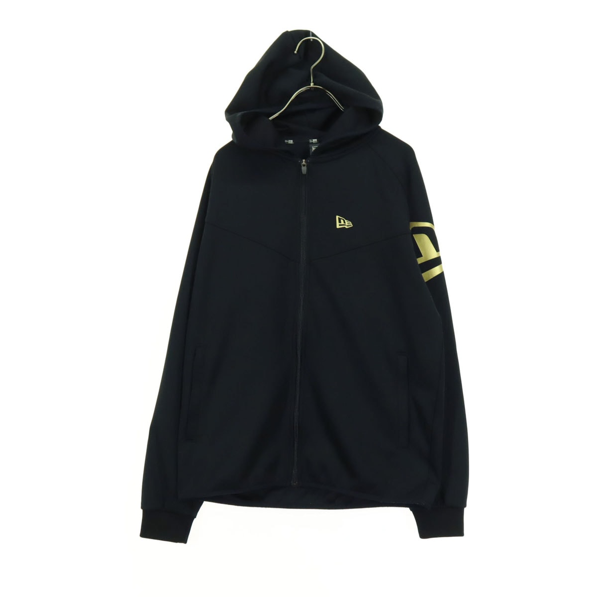 NEW ERA ニューエラ ワンポイントロゴ 長袖 ジップパーカー M ブラック