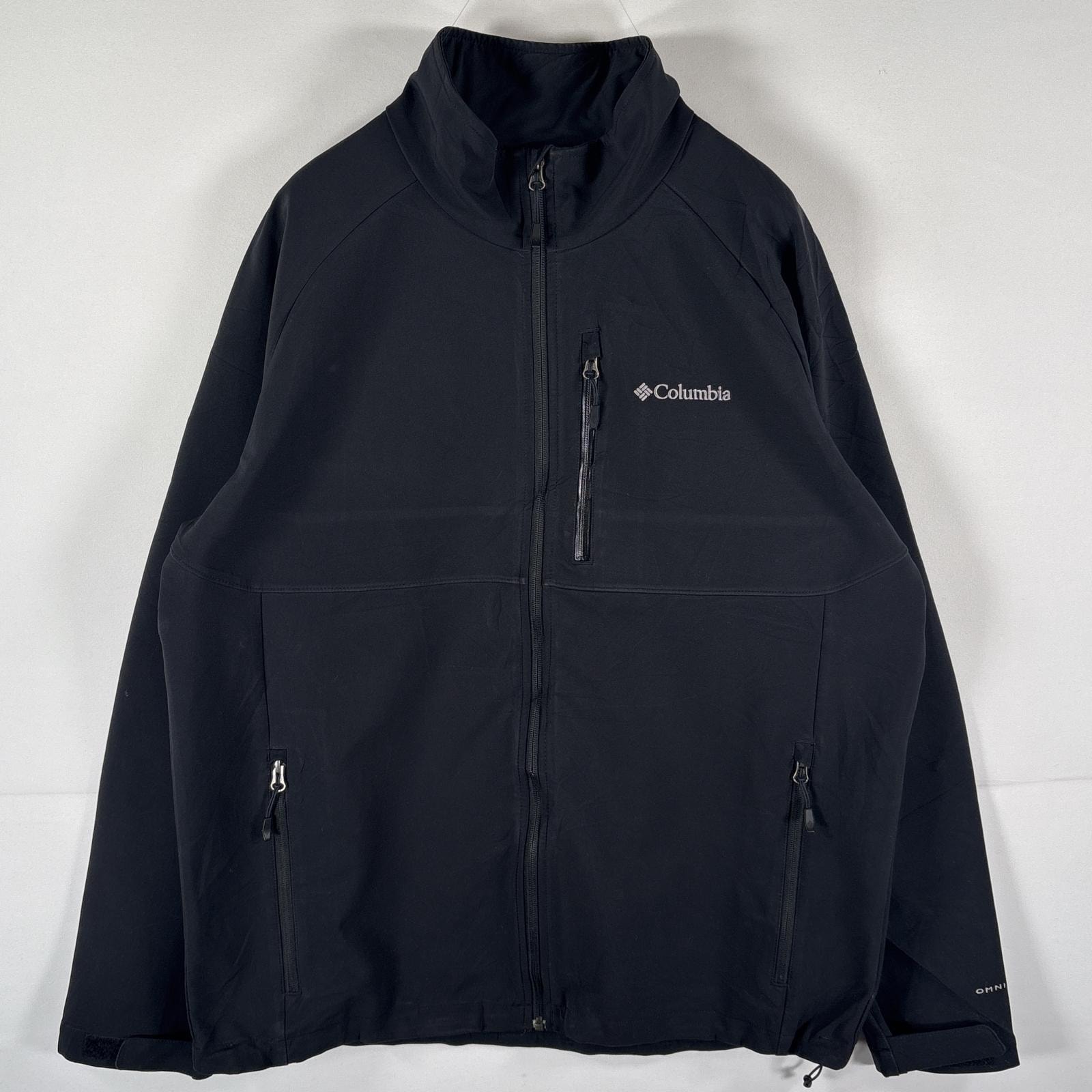 古着 コロンビア Columbia ナイロンジャケット シェルジャケット ワンポイントロゴ アウトドア フルジップ L TALL  ブラック メンズ