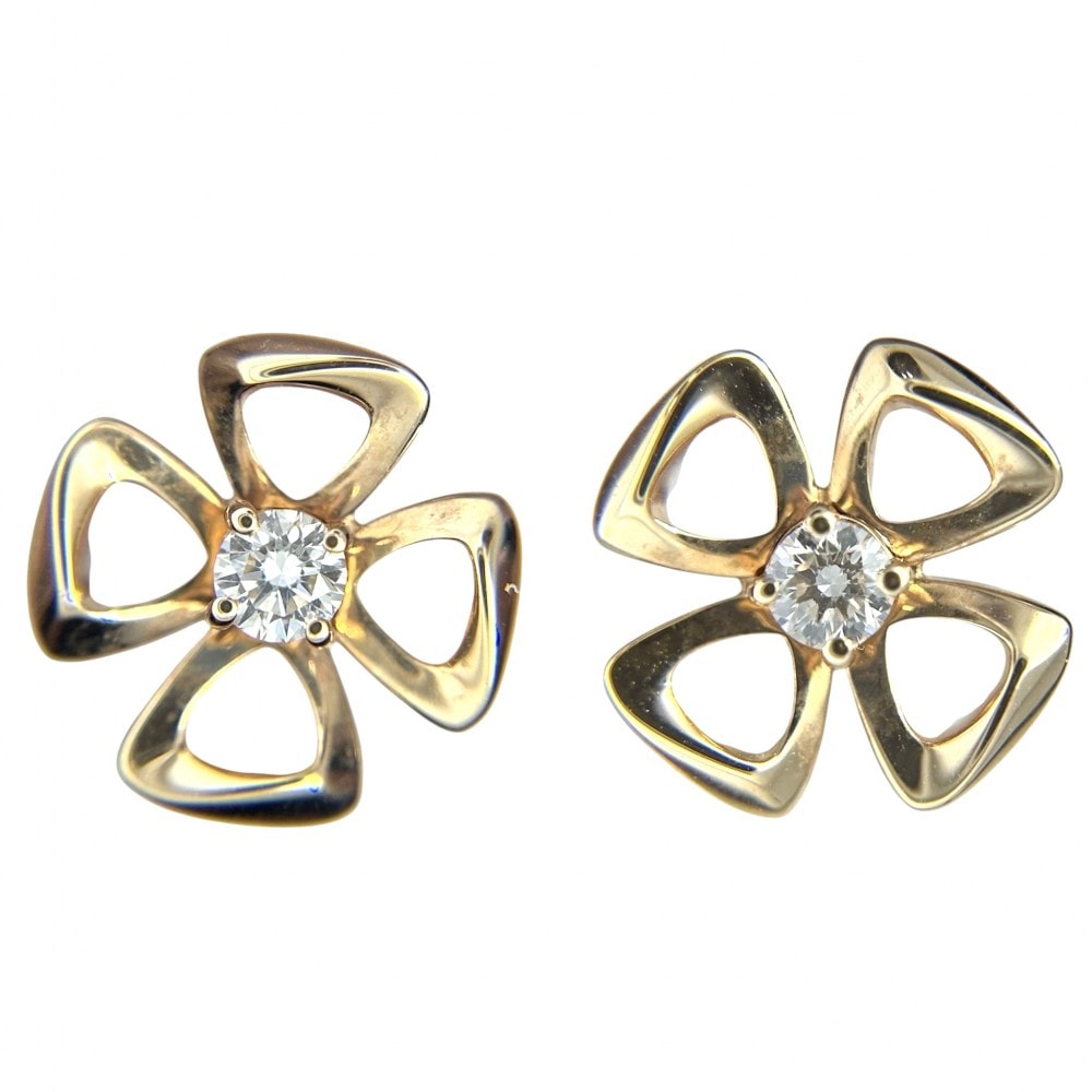 BVLGARI ブルガリ ピアス フィオレヴァー アクセサリー ジュエリー 18金PG Au750 K18ピンクゴールド ダイヤモンド レディース 約4.3g【中古品】