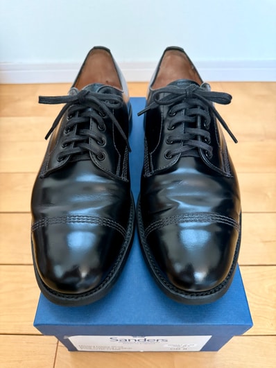 SANDERS Military Derby Shoe 266 Polished Leather "Black" 1128B