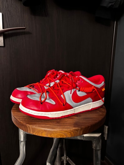 Off-White × Nike Dunk Low "University Red/Wolf Grey"