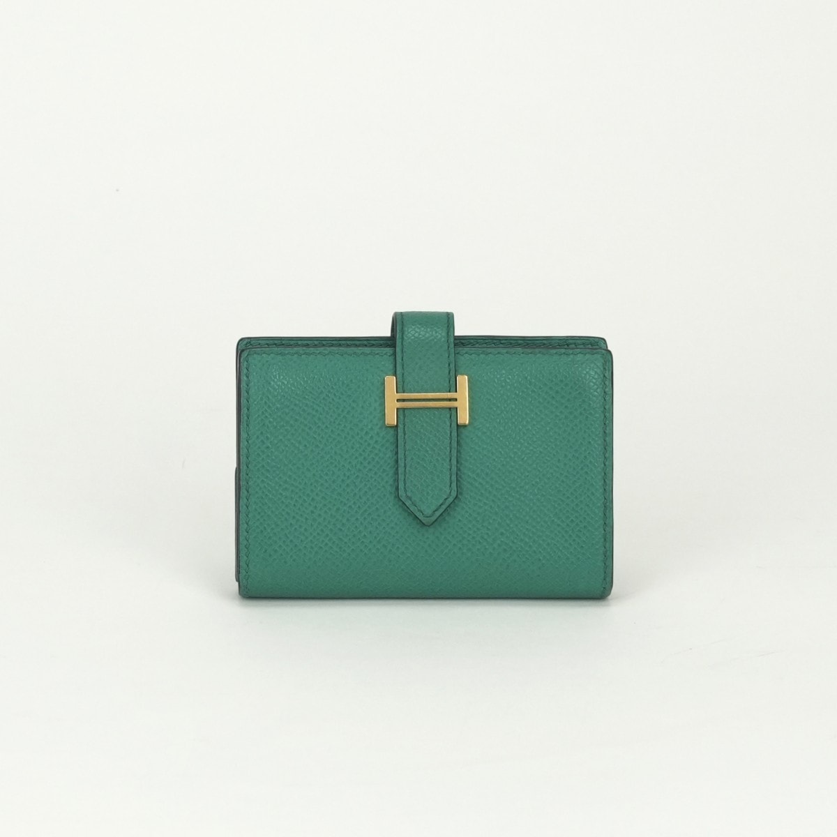 エルメス HERMES ベアンミニ ベアン ミニ 小銭入れ付き 財布 二つ折り財布 ミニ財布 ミニウォレット エプソン ヴェールヴェルティゴ Vert Vertigo グリーン Green 緑 ゴールド金具 ヴォーエプソン