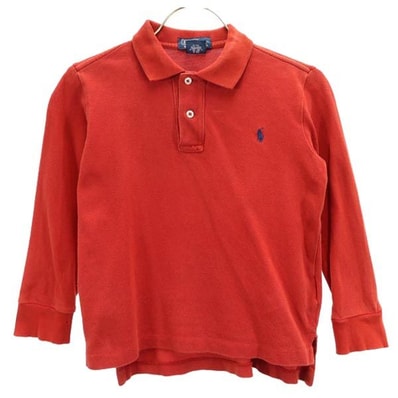 Polo by Ralph Lauren ポロバイラルフローレン 長袖 ポロシャツ 4 レッド 鹿の子