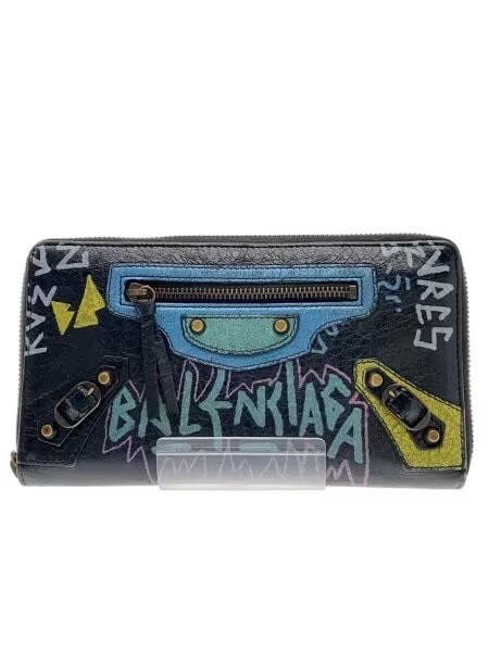 バレンシアガ クラシック コンチネンタル グラフィティ ジップアラウンドウォレット "ブラック/マルチカラー" 253036 0FE0T 1060