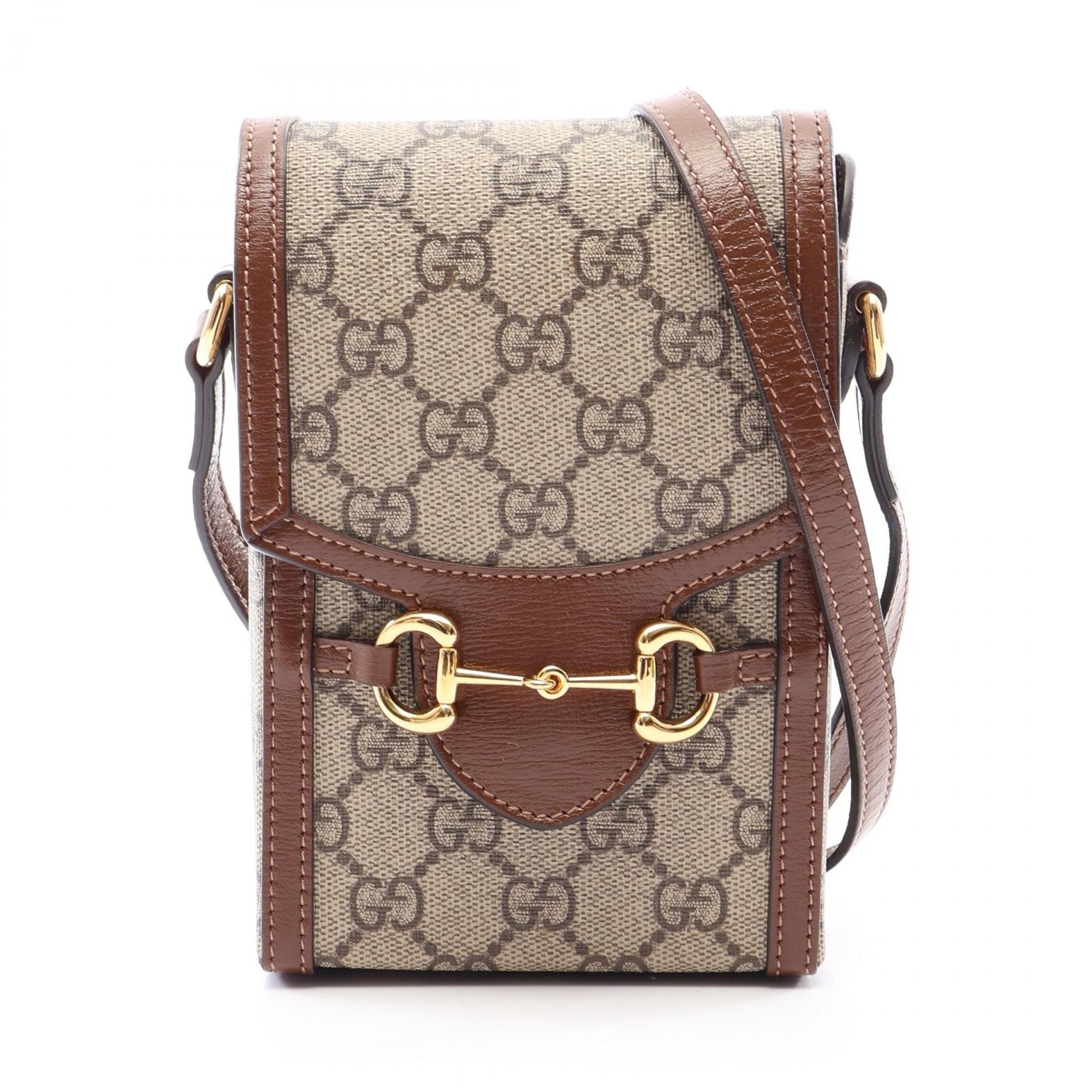 グッチ GUCCI ホースビット 1955 ミニバッグ ショルダーバッグ バッグ PVCコーティングキャンバス レザー レディース ベージュ系 / ブラウン系 625615 【中古】