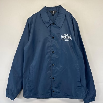 古着 ボルコム VOLCOM ジャケット コーチジャケット プリントロゴ ナイロン スナップ M ネイビー系 メンズ