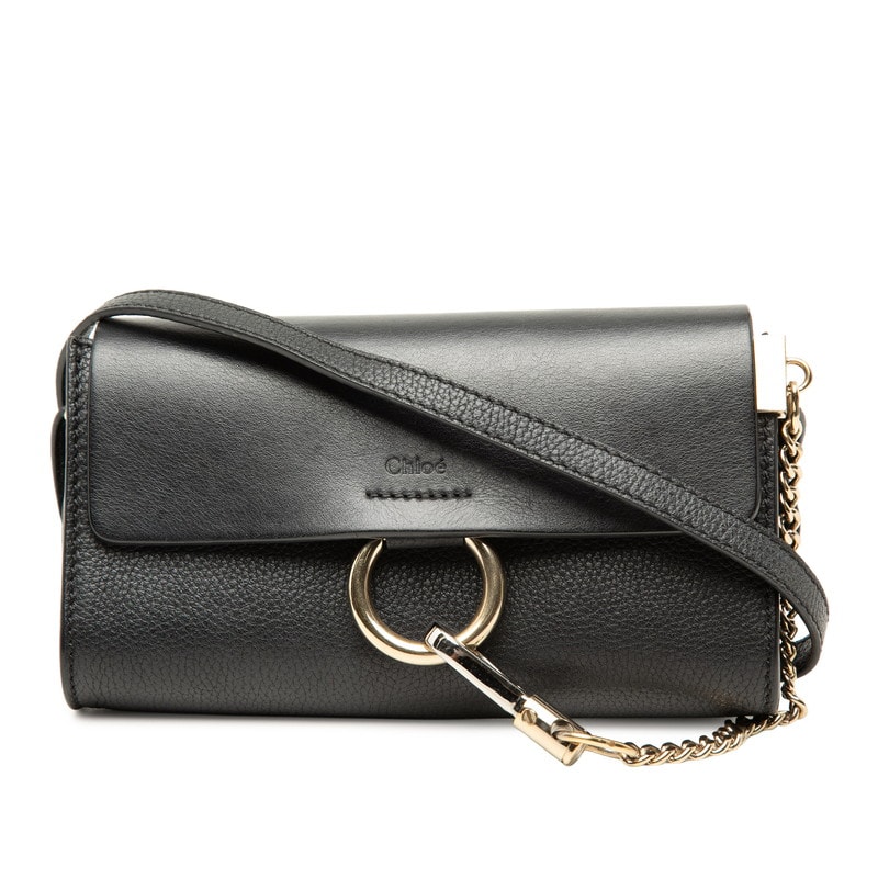 クロエ フェイ 斜め掛け ショルダーバッグ ブラック レザー レディース Chloe 中古