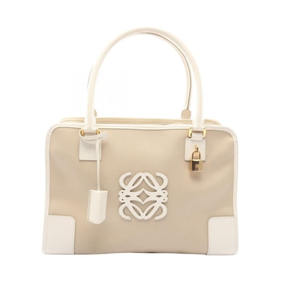 ロエベ LOEWE アマソナ36 ハンドバッグ バッグ キャンバス レザー レディース ベージュ系 / ホワイト系 【中古】