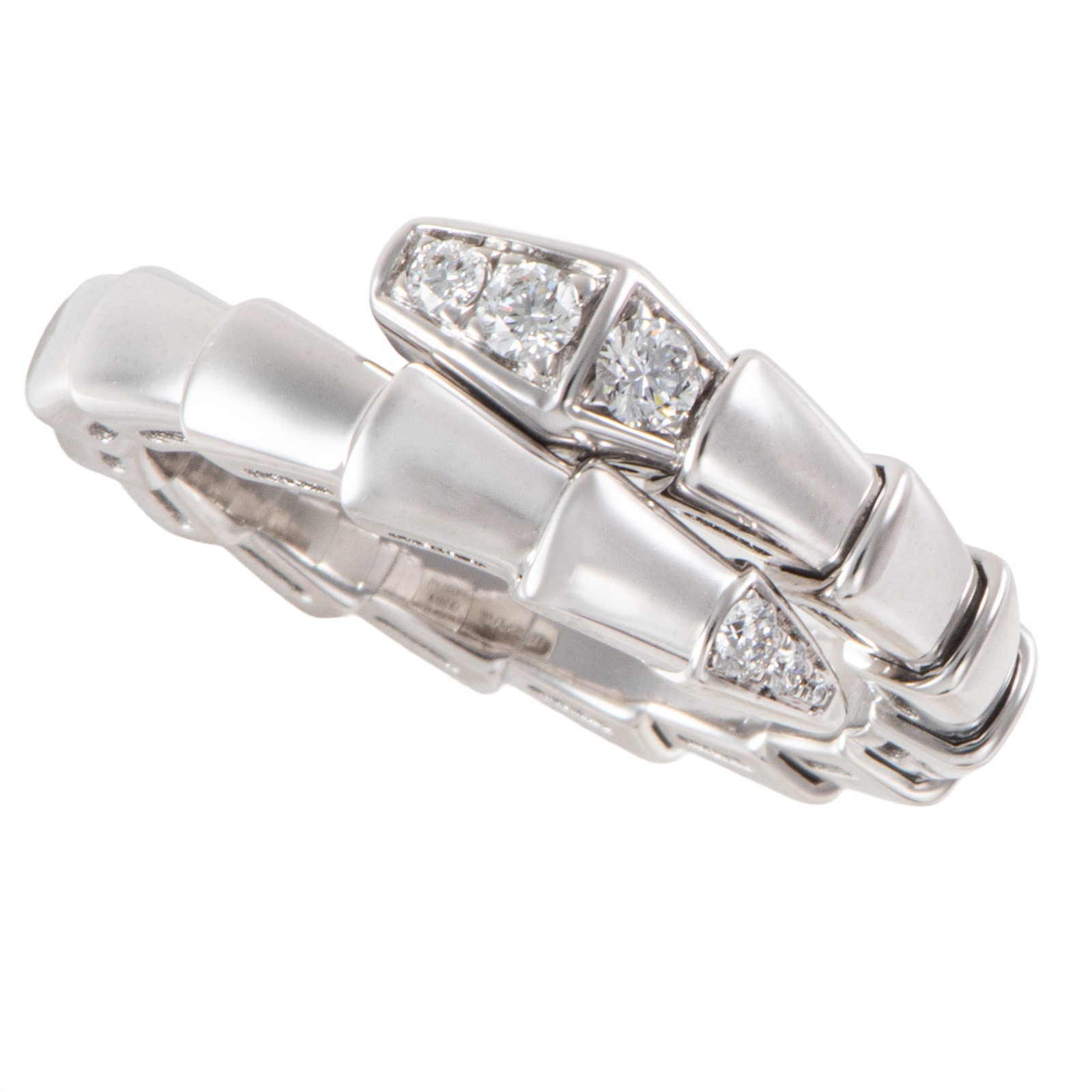 BVLGARI ブルガリ セルペンティ ヴァイパー リング 360467 指輪 12号 K18WG ダイヤモンド シルバー【中古】