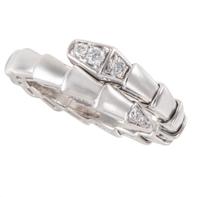BVLGARI ブルガリ セルペンティ ヴァイパー リング 360467 指輪 12号 K18WG ダイヤモンド シルバー【中古】