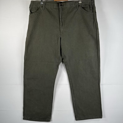古着 ディッキーズ Dickies ワークパンツ ダック ペインターパンツ 作業着 ワンポイント ロゴ ストレート 大きいサイズ w44 L30 カーキ メンズ