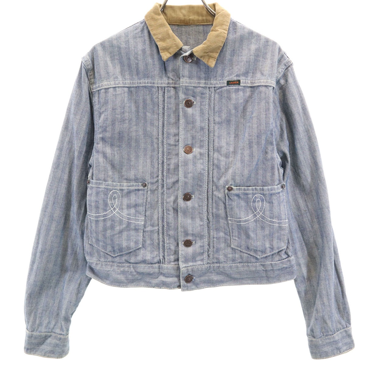 RALPH LAUREN ラルフローレン 80s USA製 ヴィンテージ ヘリンボーン柄 デニムジャケット 10 ネイビー ジージャン