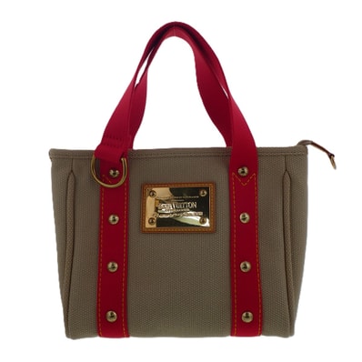 LOUIS VUITTON ルイ・ヴィトン アンティグア カバPM トートバッグ M40038 キャンバス ベージュ レッド レディース【中古】