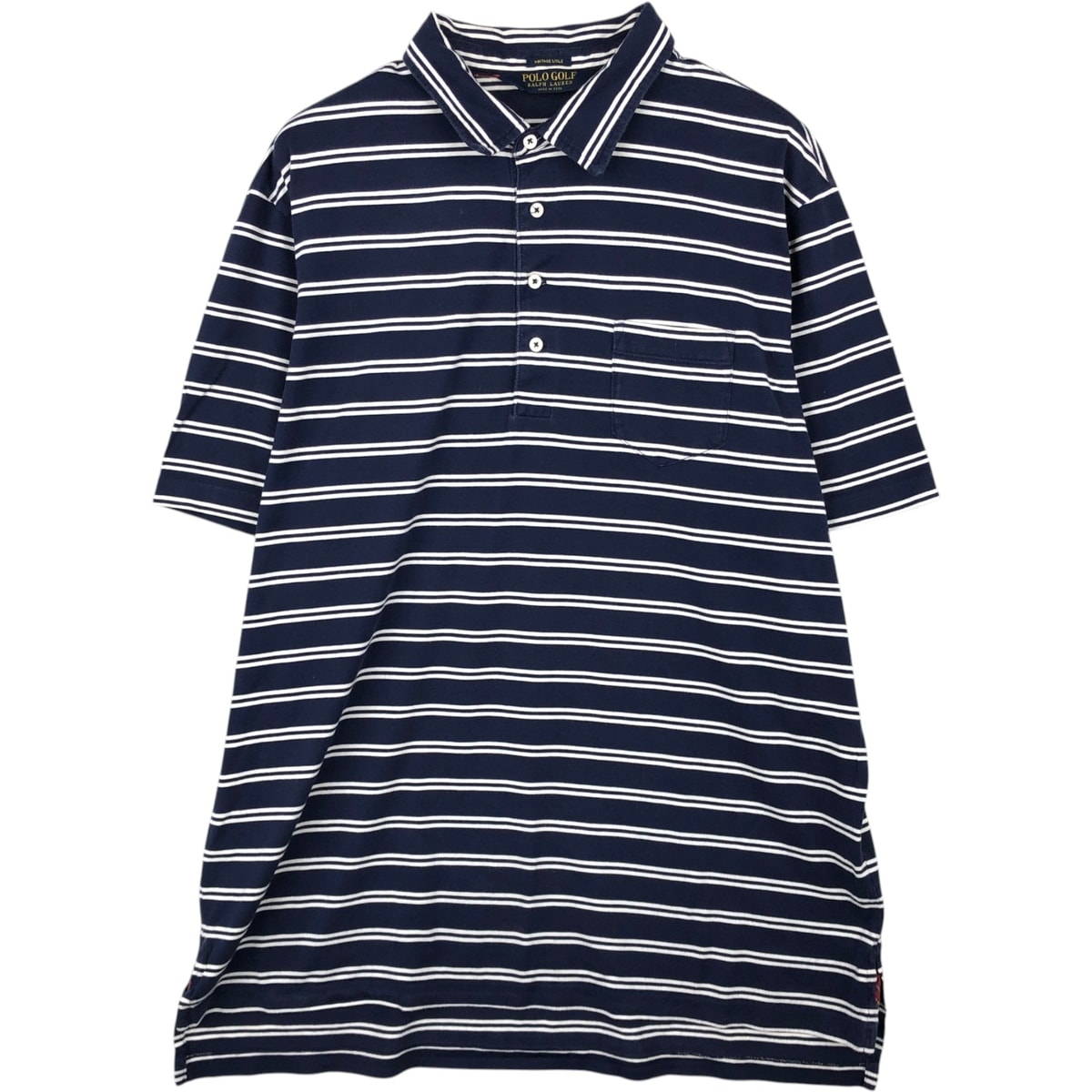 古着 ラルフローレン Ralph Lauren POLO GOLF ポロゴルフ VINTAGE LISLE 半袖 ボーダー ポロシャツ メンズXL相当/eaa620827