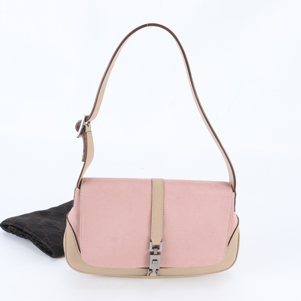 ■美品 グッチ ジャッキーショルダーバッグ レザー×キャンバス