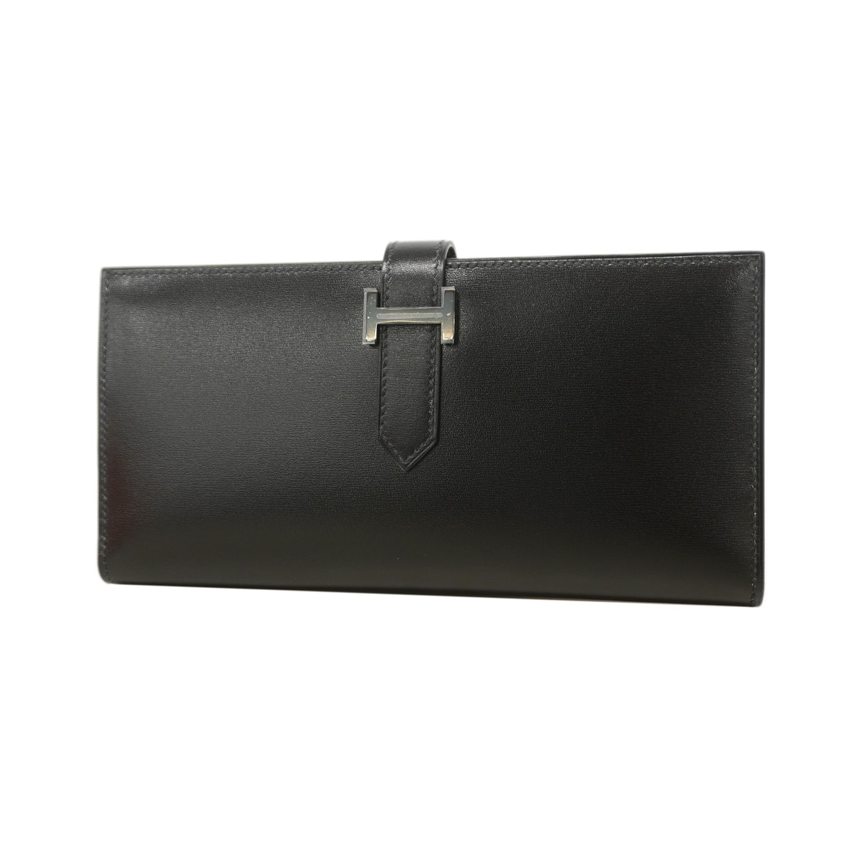 【6ic3099】エルメス 長財布 ベアンスフレ ボックスカーフ ソーブラック シルバー金具 K刻印【中古】メンズ レディース ユニセックス