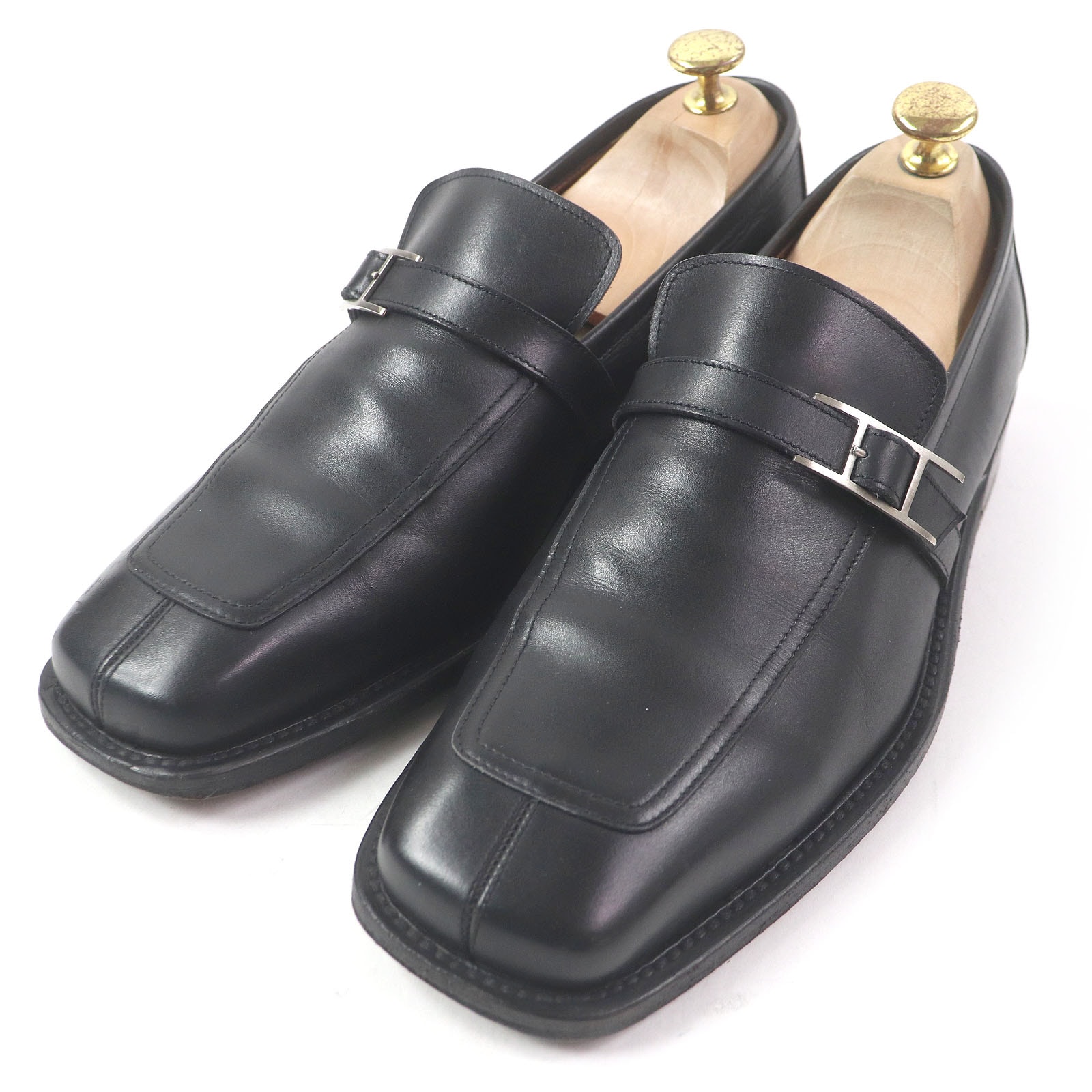 良品 エルメス
 ローファー ブラック メンズ 40.5