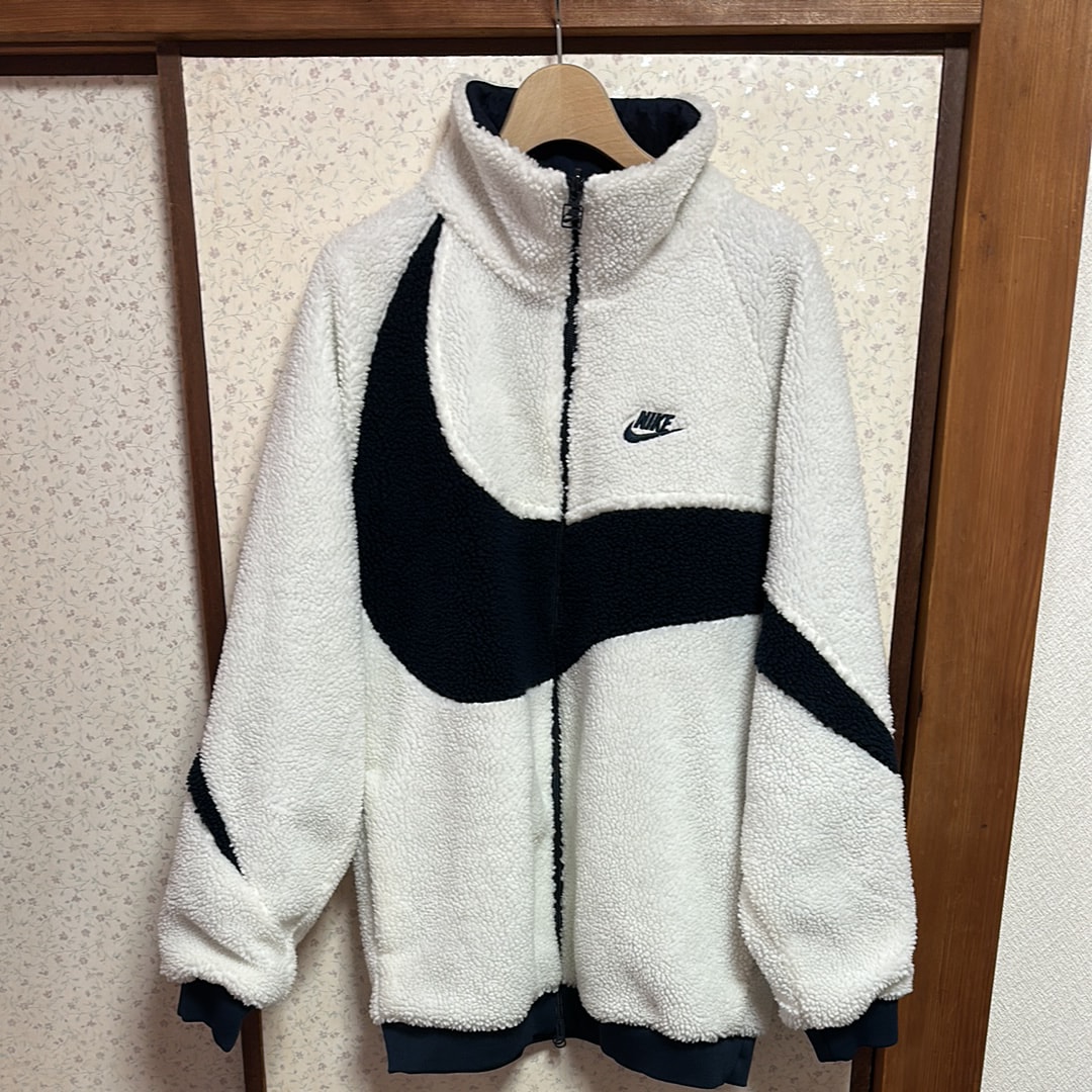 Nike Big Swoosh Reversible Boa Jacket "Sail/Dark Obsidian"