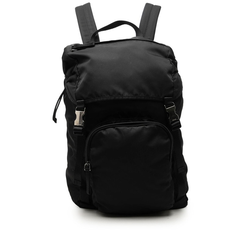 プラダ 三角ロゴプレート リュック バックパック ブラック ナイロン レディース PRADA 【中古】