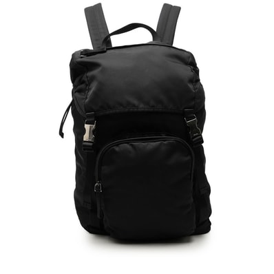 プラダ 三角ロゴプレート リュック バックパック ブラック ナイロン レディース PRADA 【中古】