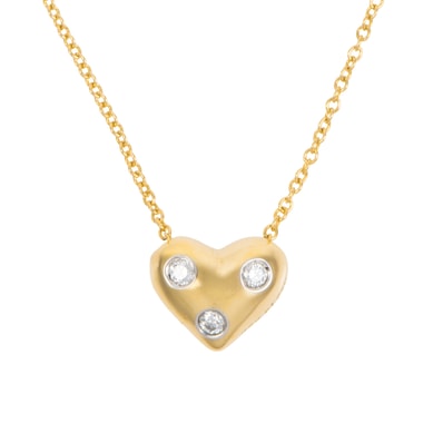 TIFFANY&Co. ティファニー ドッツ ハート ネックレス ペンダント K18YG Pt950 3Pダイヤモンド ゴールド【中古】