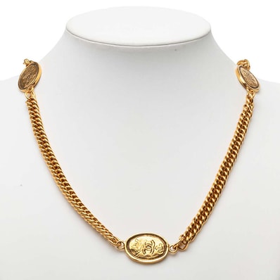シャネル ココマーク ヴィンテージ 王冠 チェーン ネックレス 28 ゴールド メッキ レディース CHANEL 【中古】