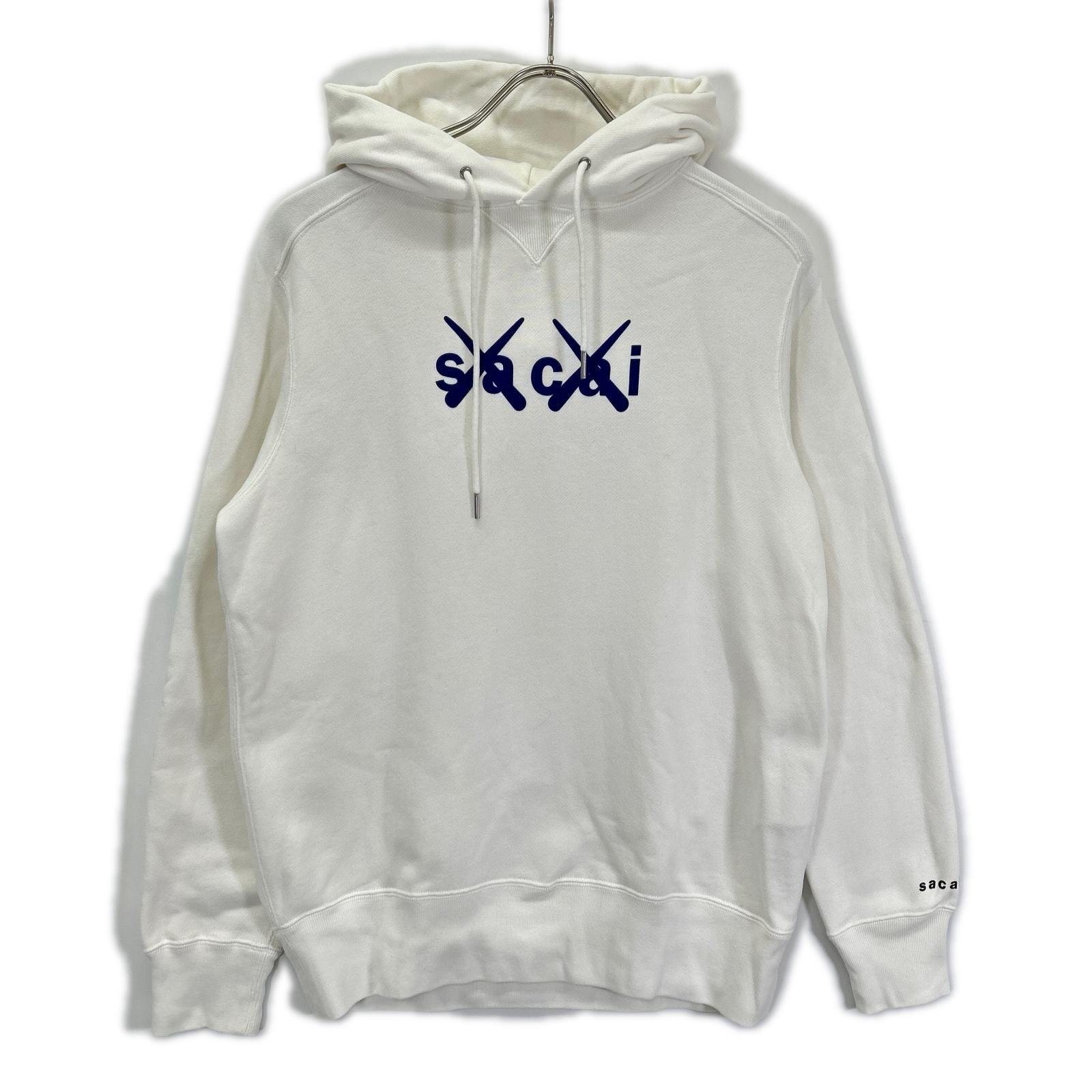 サカイ 【×KAWS】21年製 21-0286S ホワイト フロック プリント フーディ 1