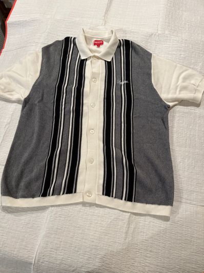 Supreme Stripe Button Up Polo "White"