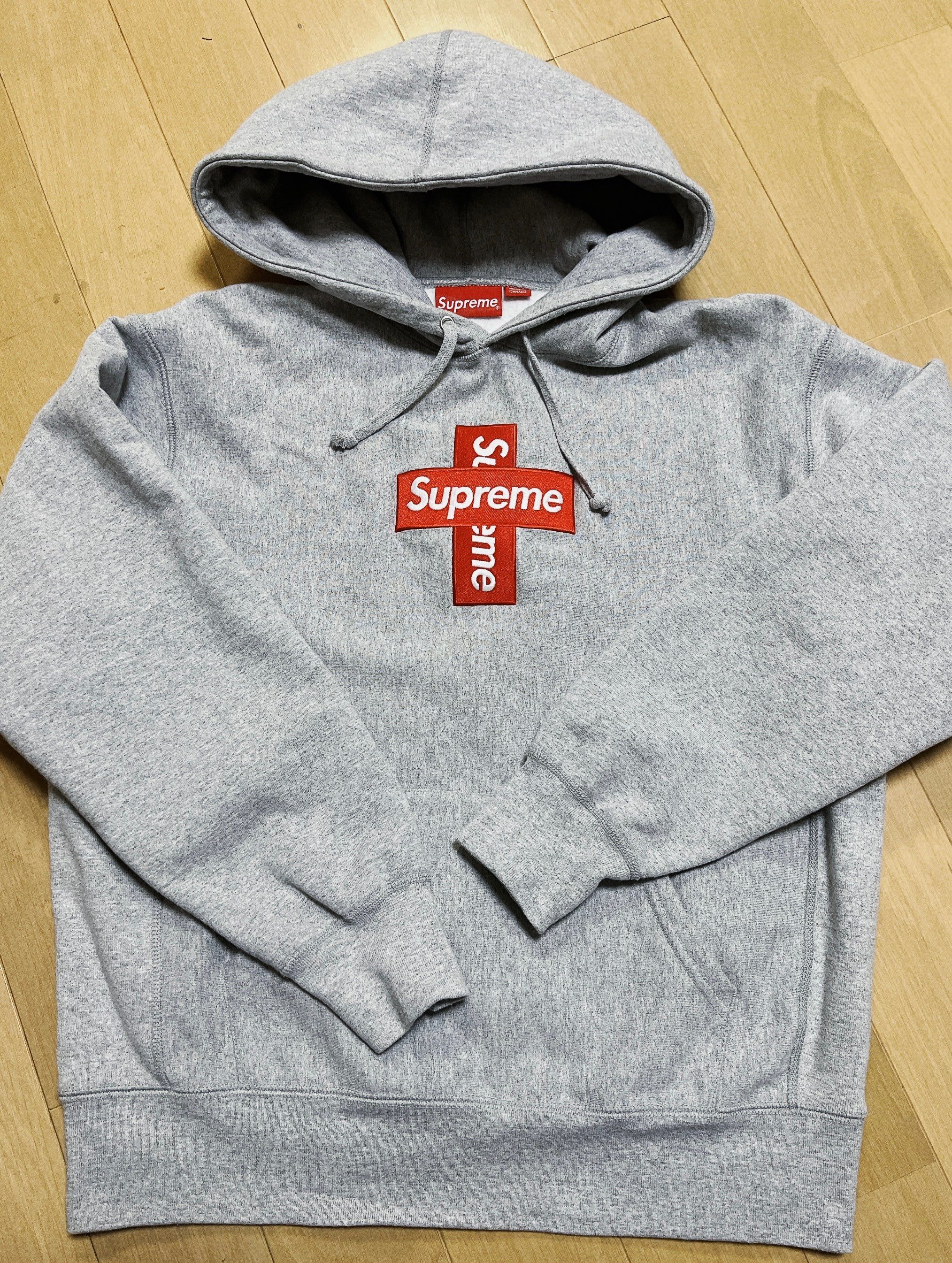 Supreme Cross Box Logo Hooded Sweatshirt "Grey"