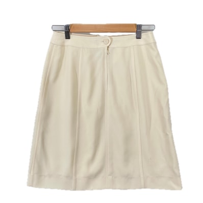 美品 CHANEL シャネル ミディ丈 無地 春夏 SS スカート ポリエステル ホワイト レディース 40【古着】【中古】