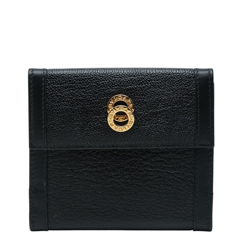 ブルガリ ドッピオトンド 三つ折り財布 Wホック ブラック レザー メンズ BVLGARI 中古