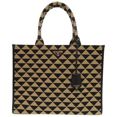 プラダ シンボル エンブロイダリー ファブリック ラージハンドバ