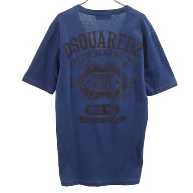 DSQUARED2 ディースクエアード イタリア製 バックプリント 半袖 Vネック Tシャツ M ネイビー