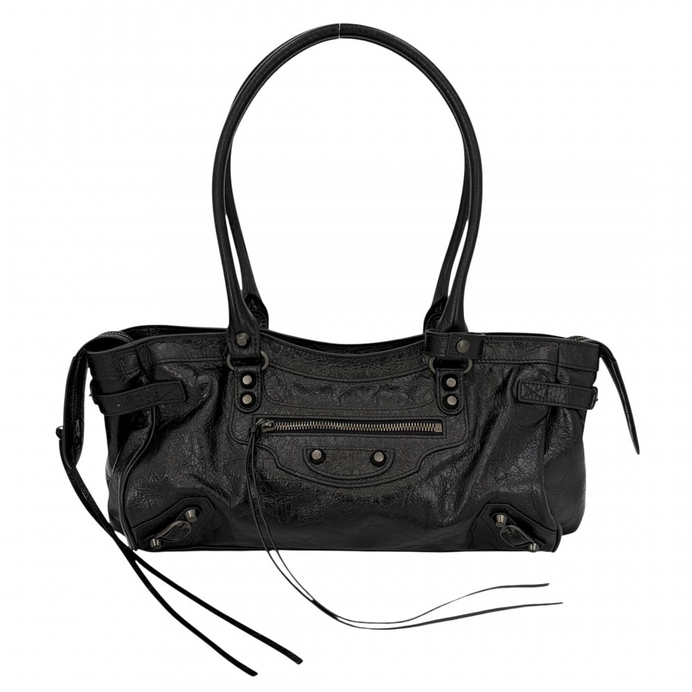 BALENCIAGA バレンシアガ ハンドバッグ ル シティ Le City East-West トートバッグ 肩掛け 845704 レザー    ブラック 黒 ガンメタル金具 レディース 美品【中古品】