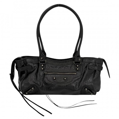 BALENCIAGA バレンシアガ ハンドバッグ ル シティ Le City East-West トートバッグ 肩掛け 845704 レザー ブラック 黒 ガンメタル金具 レディース 美品【中古品】