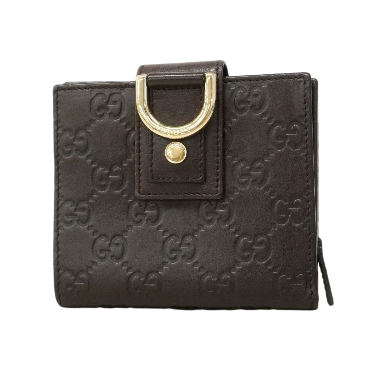 【6ed3341-k】グッチ 財布 グッチシマ 154255 レザー ブラウン シャンパンゴールド金具【中古】レディース