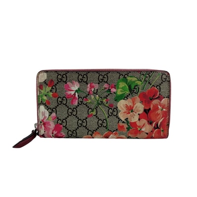 グッチ GUCCI 長財布 GGブルームス ラウンドファスナー 410076 ブラウン