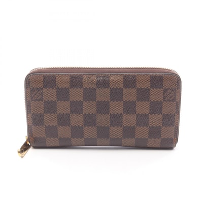 ルイ・ヴィトン LOUIS VUITTON ジッピーウォレット ラウンド長財布 財布 キャンバス PVC ダミエ エベヌ メンズ レディース ブラウン系 N60015 【中古】