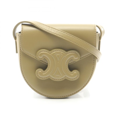 セリーヌ CELINE ミニ ブザス キュイル トリオンフ ショルダーバッグ バッグ レザー レディース カーキ系 【中古】
