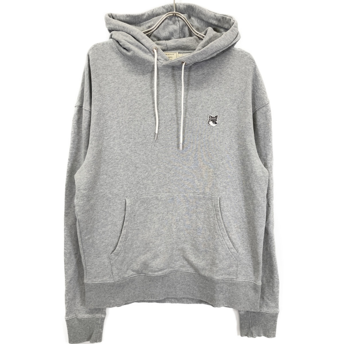 メゾンキツネ グレー GU00335KM0002 ワンポイントパーカー L