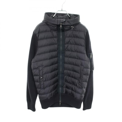 モンクレール MONCLER ニット切替 フード付き ダウンジャケット 衣料品 アウター ウール ナイロン レディース ネイビー系 9B50800 【中古】