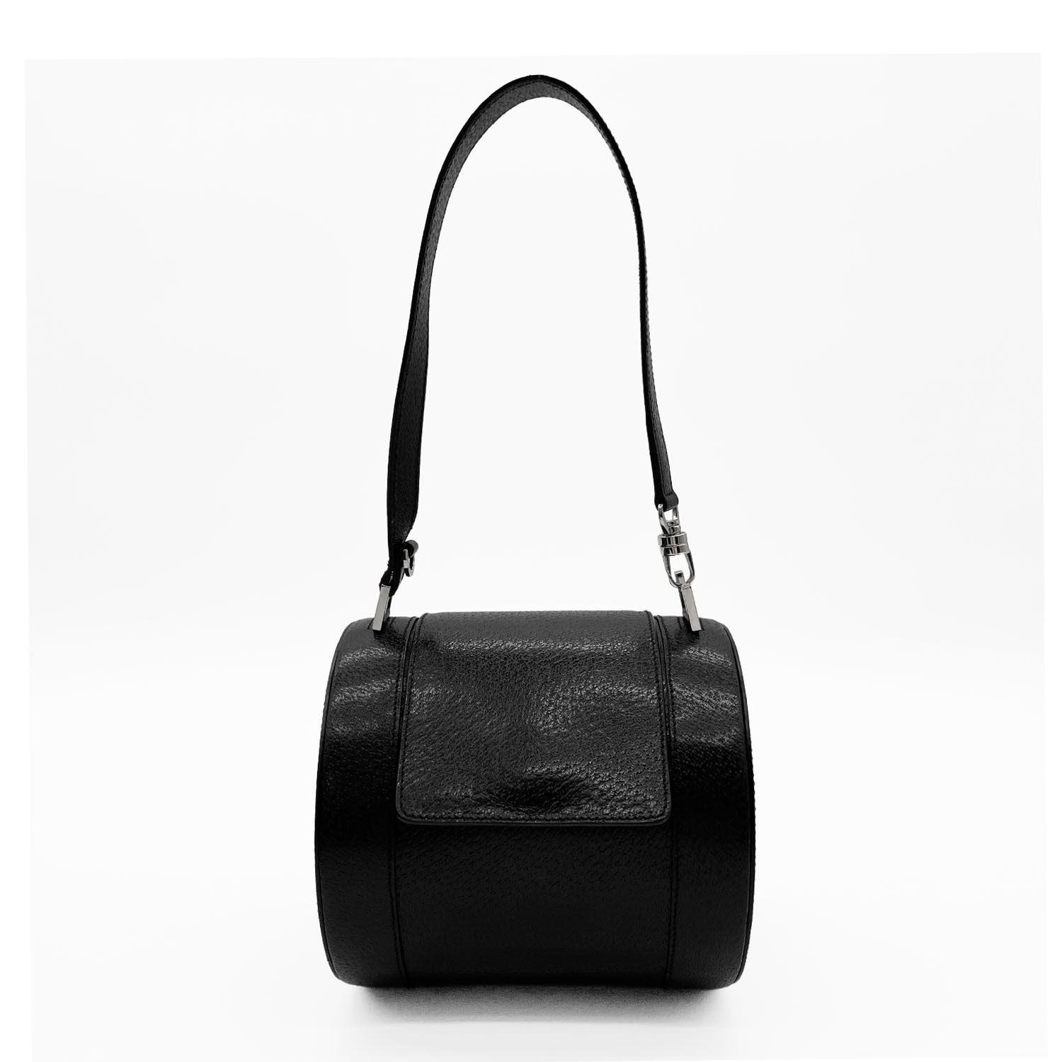 BVLGARI ブルガリ ビーゼロワン ラウンド ハンドバッグ ワンショルダー KC-002 レザー ブラック レディース 【中古】